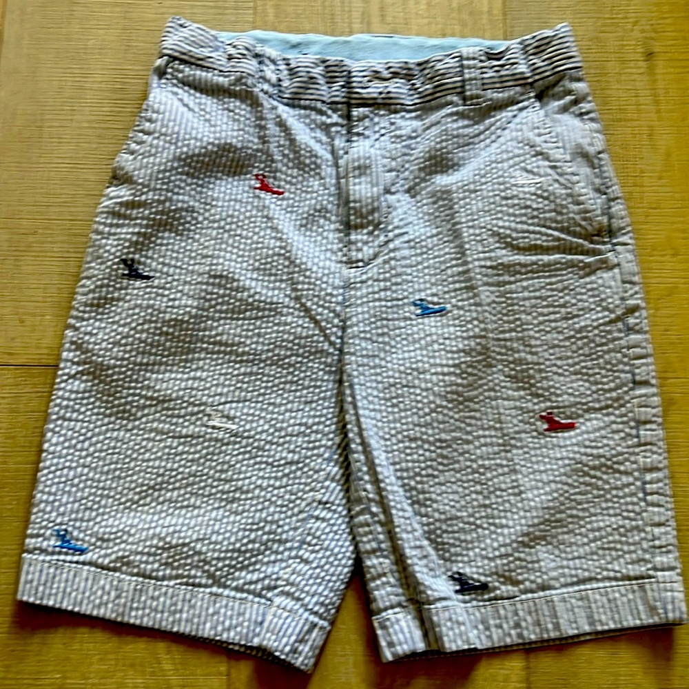 Vineyard Vines Seersucker Breaker Shorts with embroidered boats